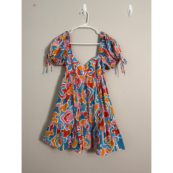 Amanda Uprichard Dresses & Skirts - Amanda Uprichard Sicily Mini Dress Floral Puff‎ Sleeve Sorrento Sz S Colorful